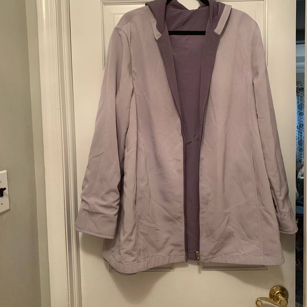 Elegant Lavender Women's Reversable Jacket With Attached Hood